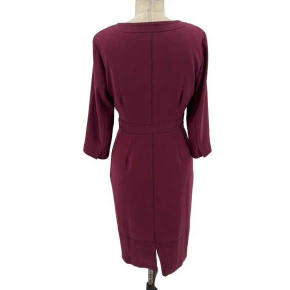 Boden Addie Burgundy Tie Waist Dress Size US 6R - Picture 9 of 13